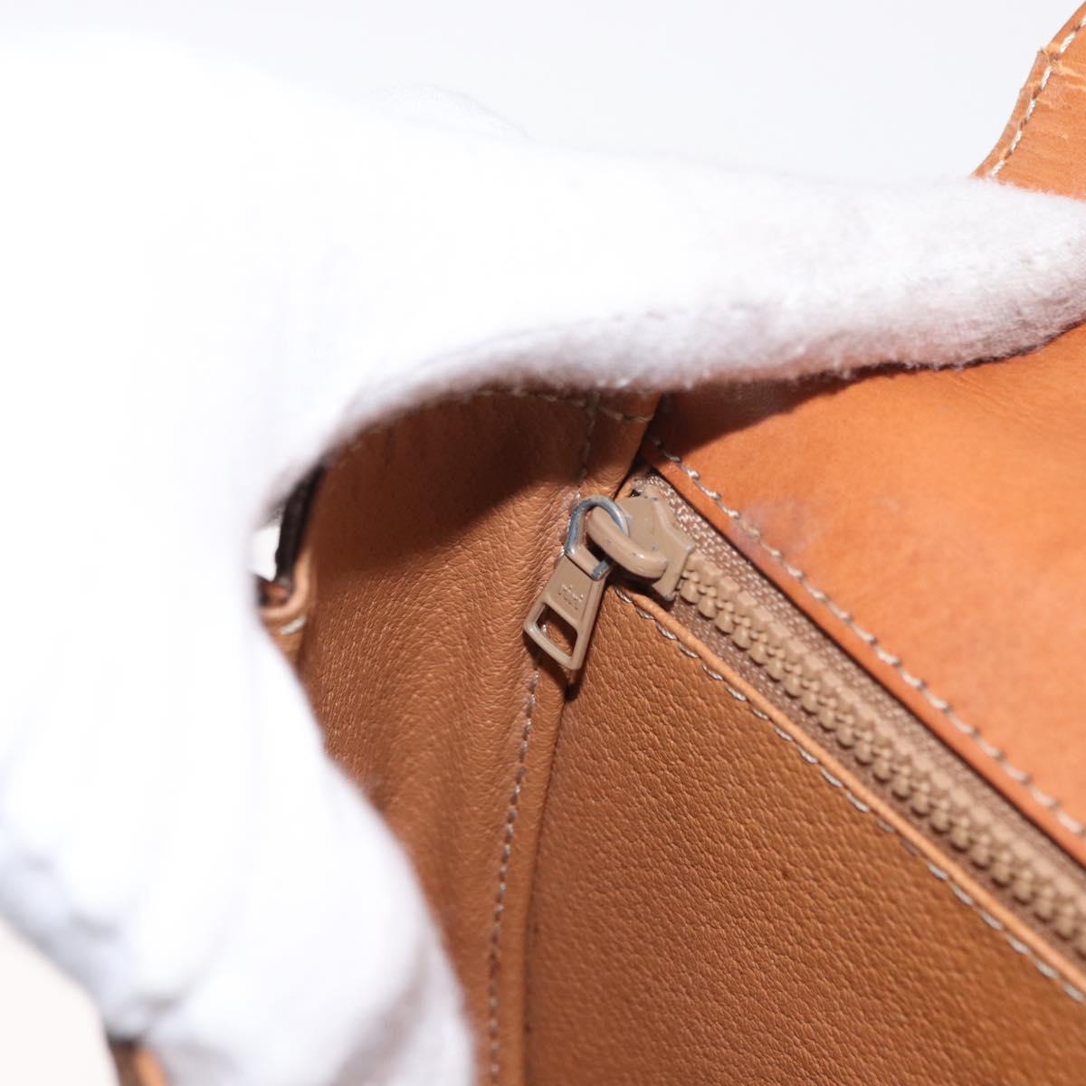 CELINE Macadam Canvas Hand Bag PVC Leather Brown Gold Auth 157765