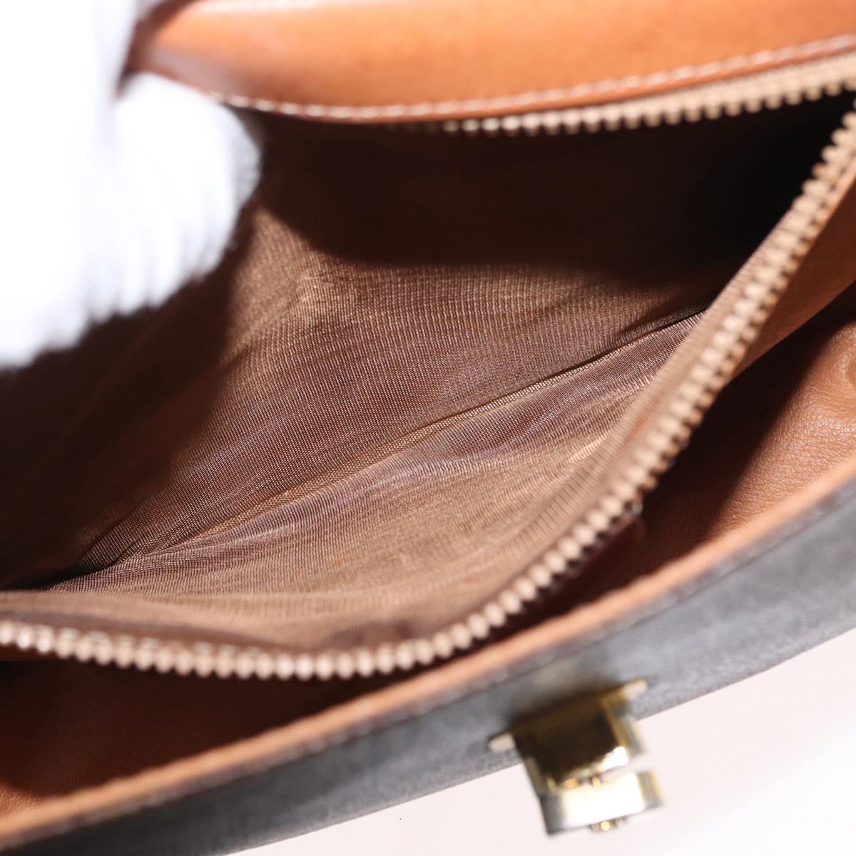 CELINE Macadam Canvas Hand Bag PVC Leather Brown Gold Auth 157765