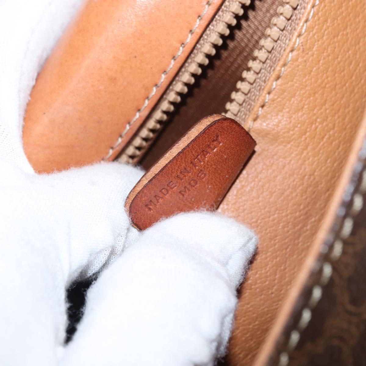 CELINE Macadam Canvas Hand Bag PVC Leather Brown Gold Auth 157765