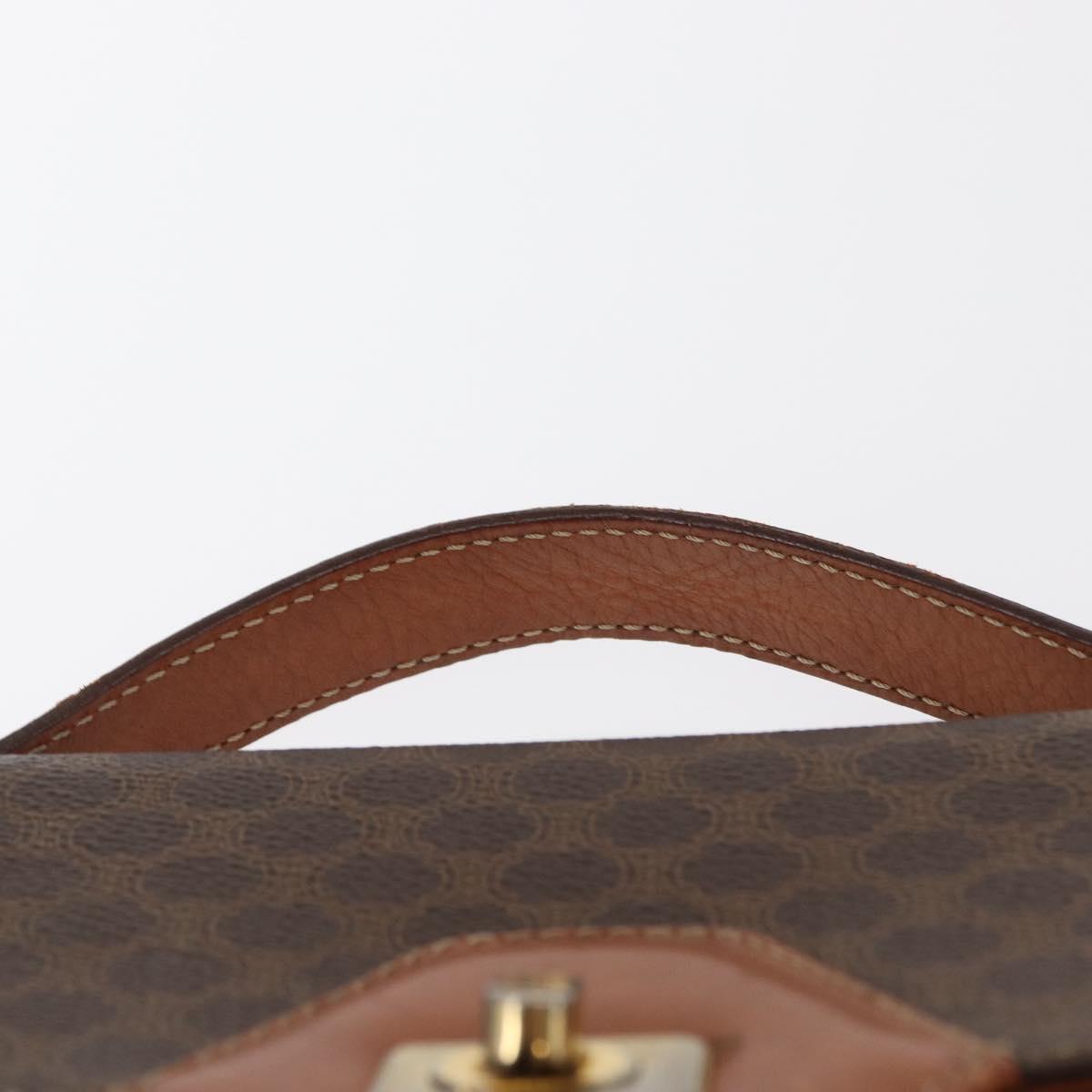 CELINE Macadam Canvas Hand Bag PVC Leather Brown Gold Auth 157765