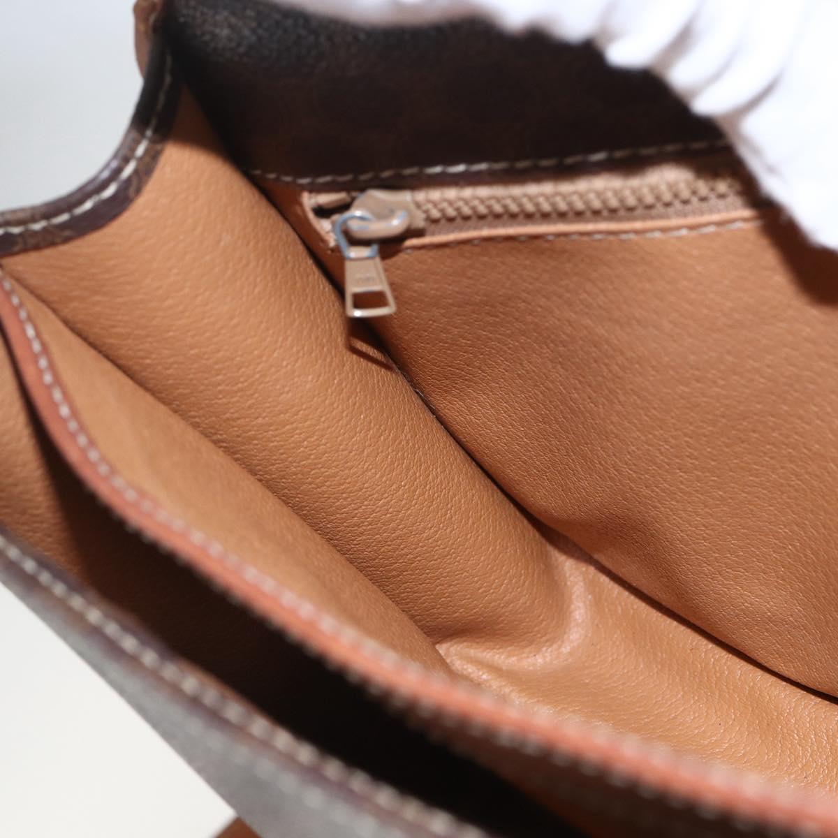 CELINE Macadam Canvas Shoulder Bag PVC Leather Brown Gold Auth 157766