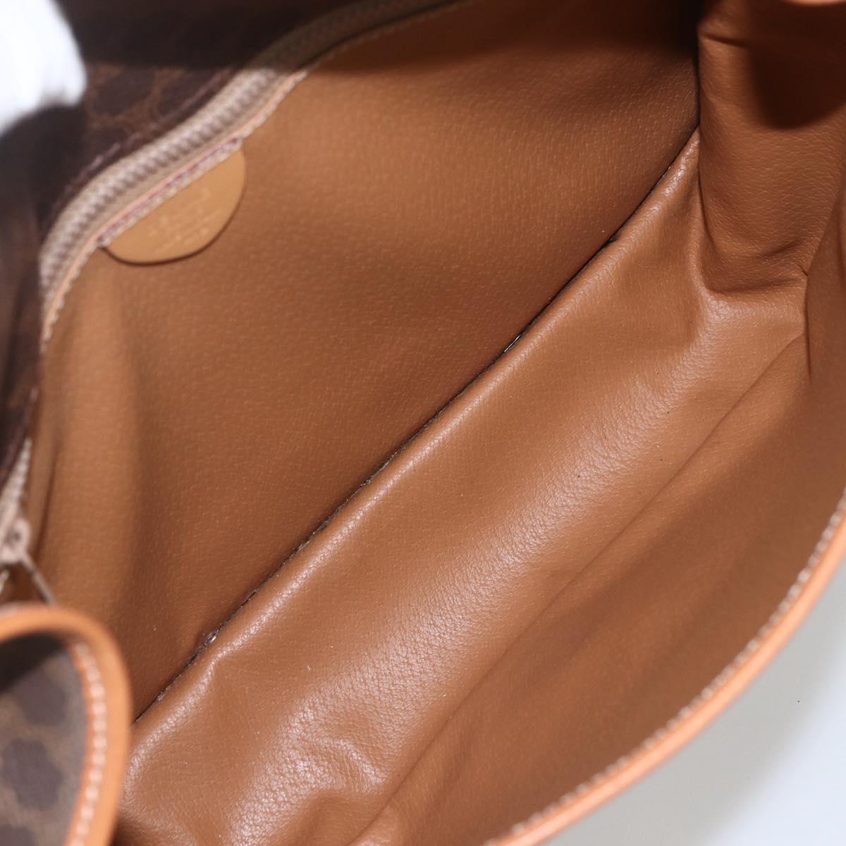 CELINE Macadam Canvas Shoulder Bag PVC Leather Brown Gold Auth 157767