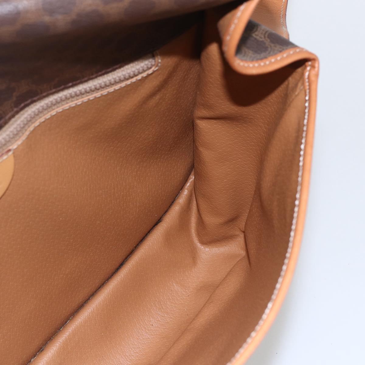 CELINE Macadam Canvas Shoulder Bag PVC Leather Brown Gold Auth 157767