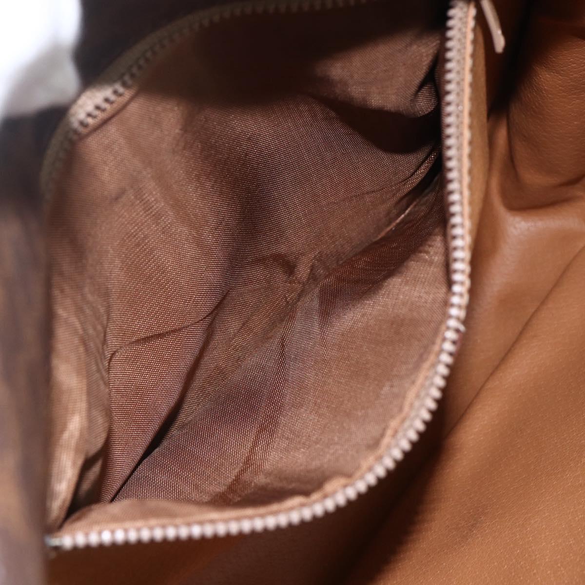 CELINE Macadam Canvas Shoulder Bag PVC Leather Brown Gold Auth 157767