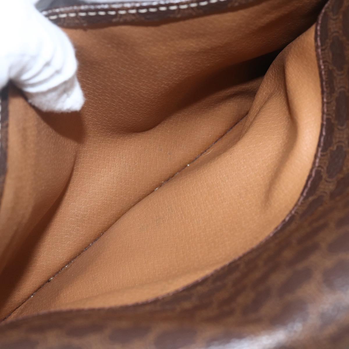 CELINE Macadam Canvas Shoulder Bag PVC Leather Brown Gold Auth 157767