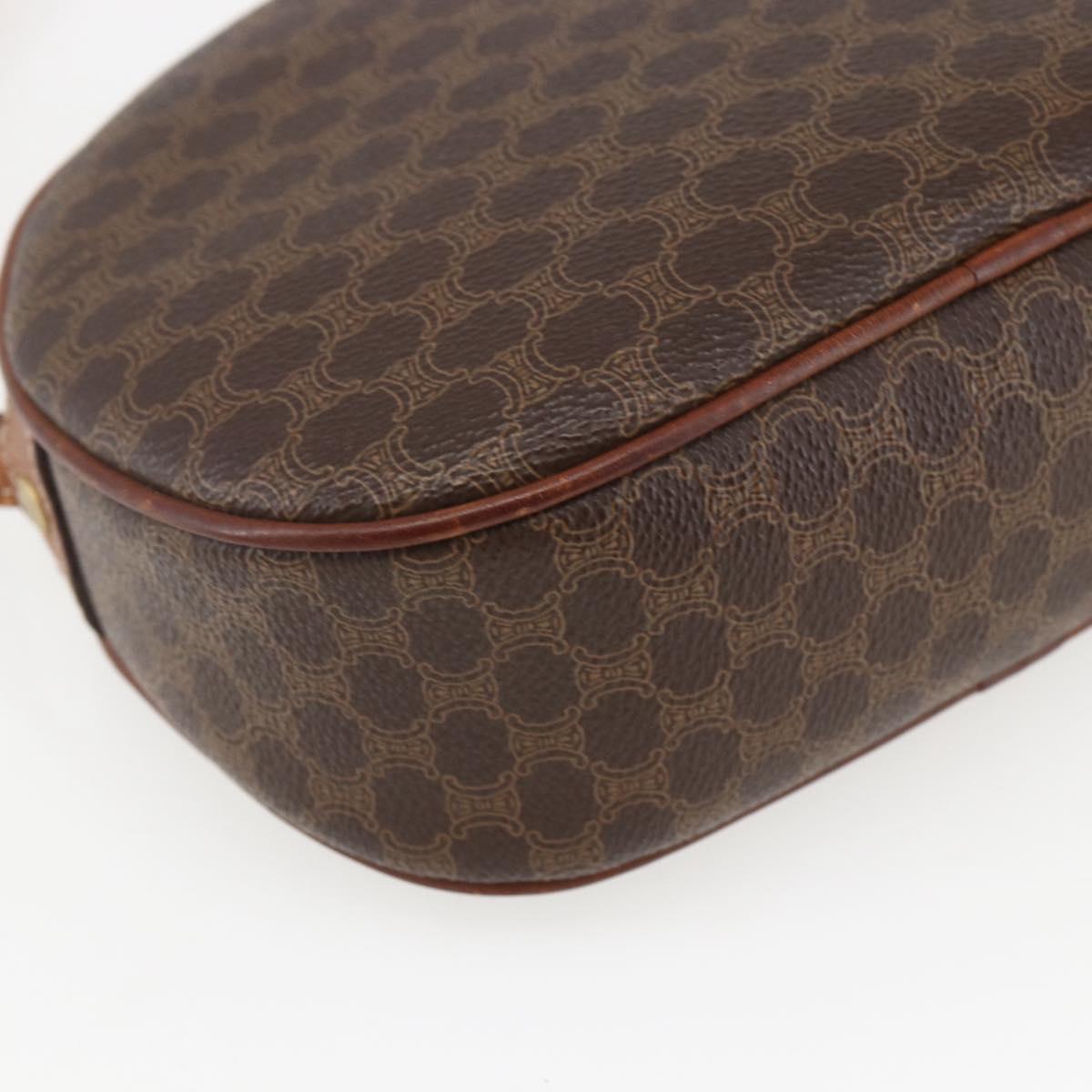 CELINE Macadam Canvas Shoulder Bag PVC Leather Brown Gold Auth 157768