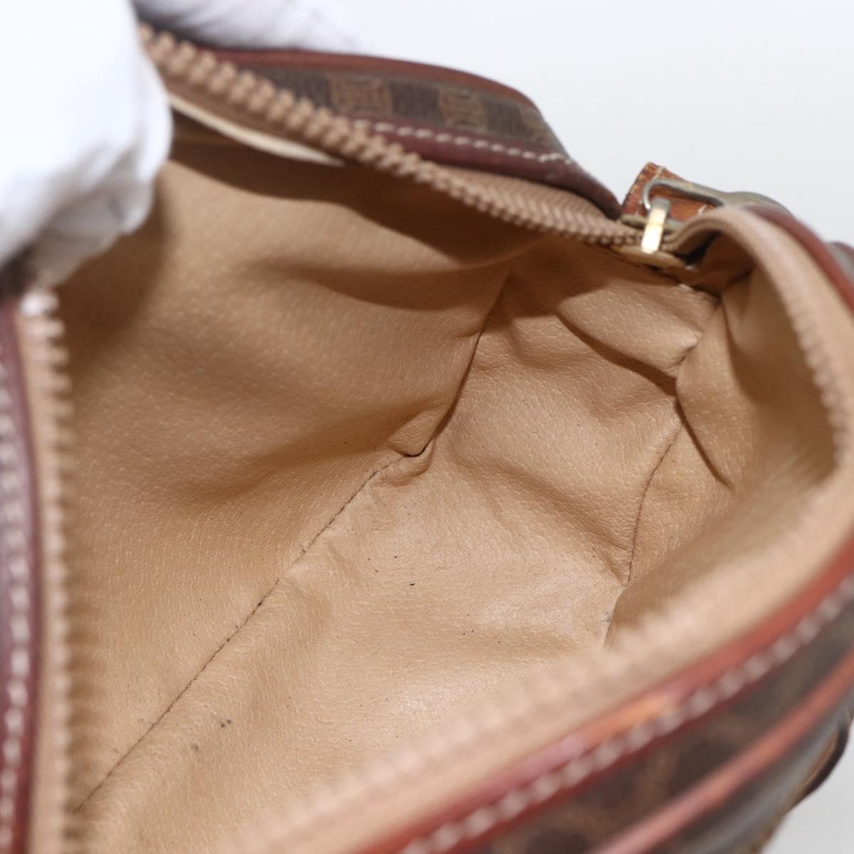 CELINE Macadam Canvas Shoulder Bag PVC Leather Brown Gold Auth 157768