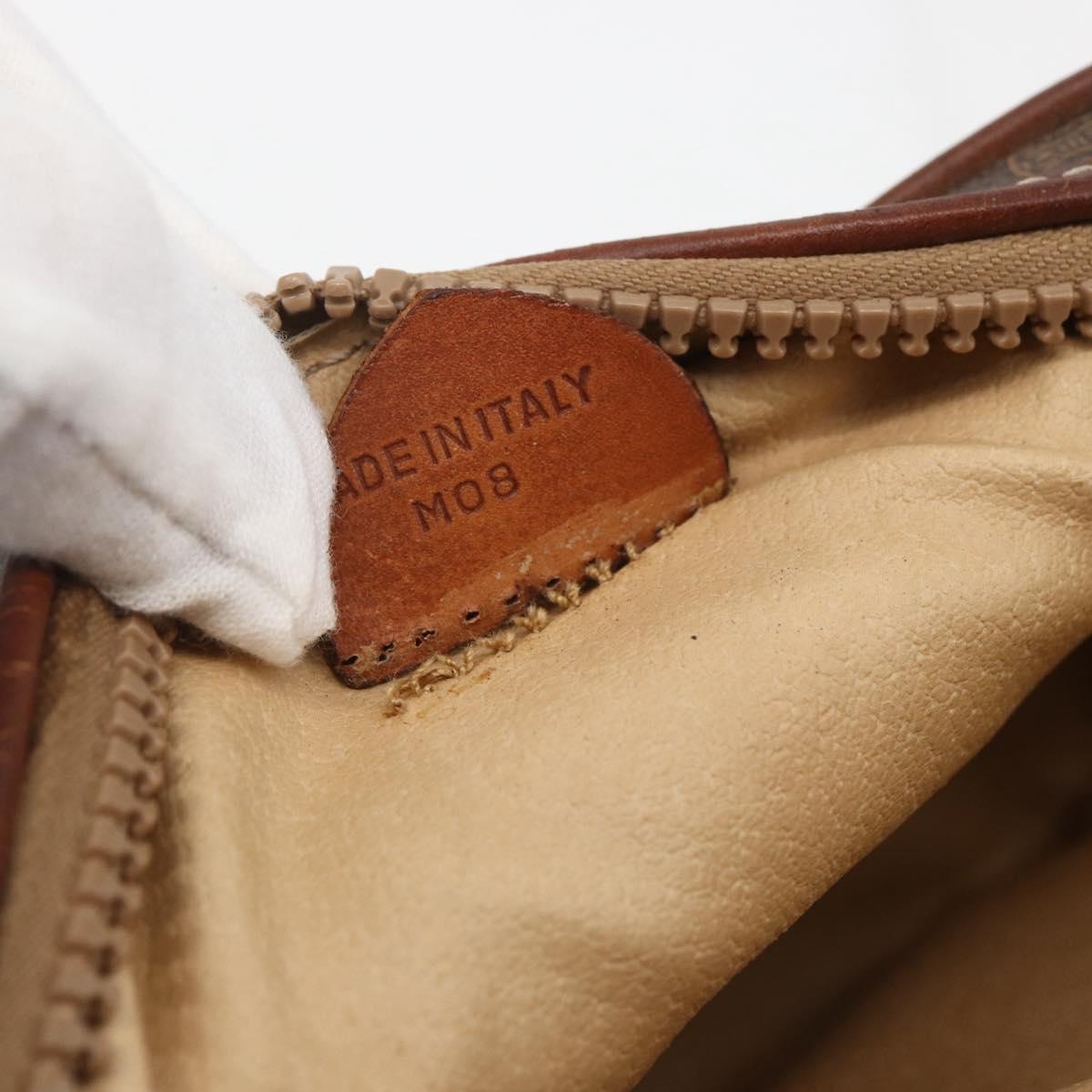 CELINE Macadam Canvas Shoulder Bag PVC Leather Brown Gold Auth 157768