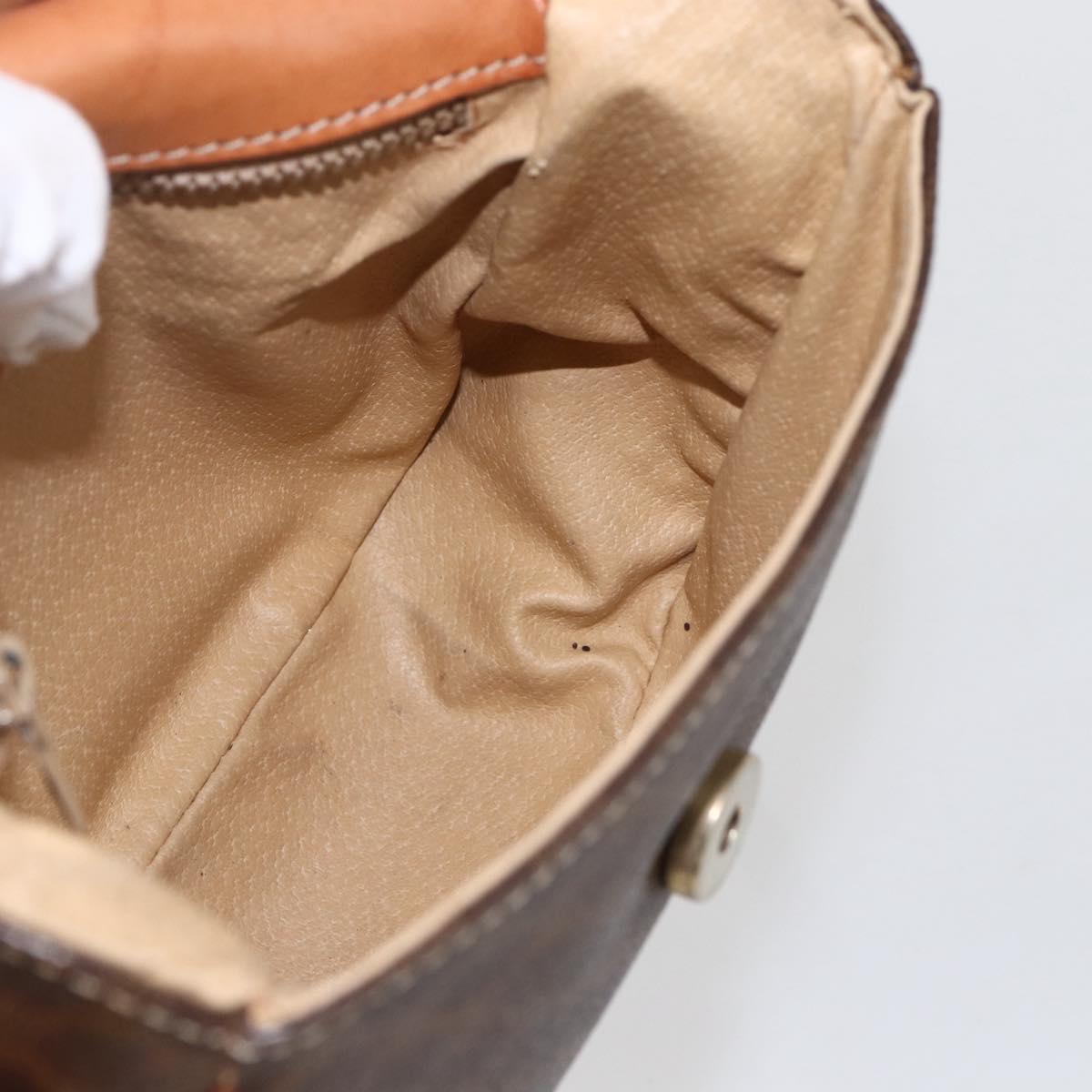 CELINE Macadam Canvas Shoulder Bag PVC Leather Brown Gold Auth 157769