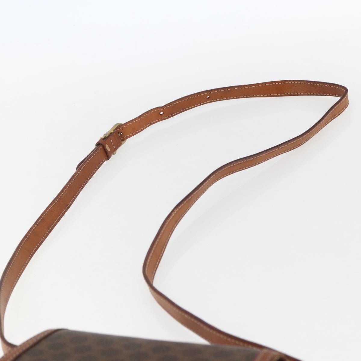 CELINE Macadam Canvas Shoulder Bag PVC Leather Brown Gold Auth 157769