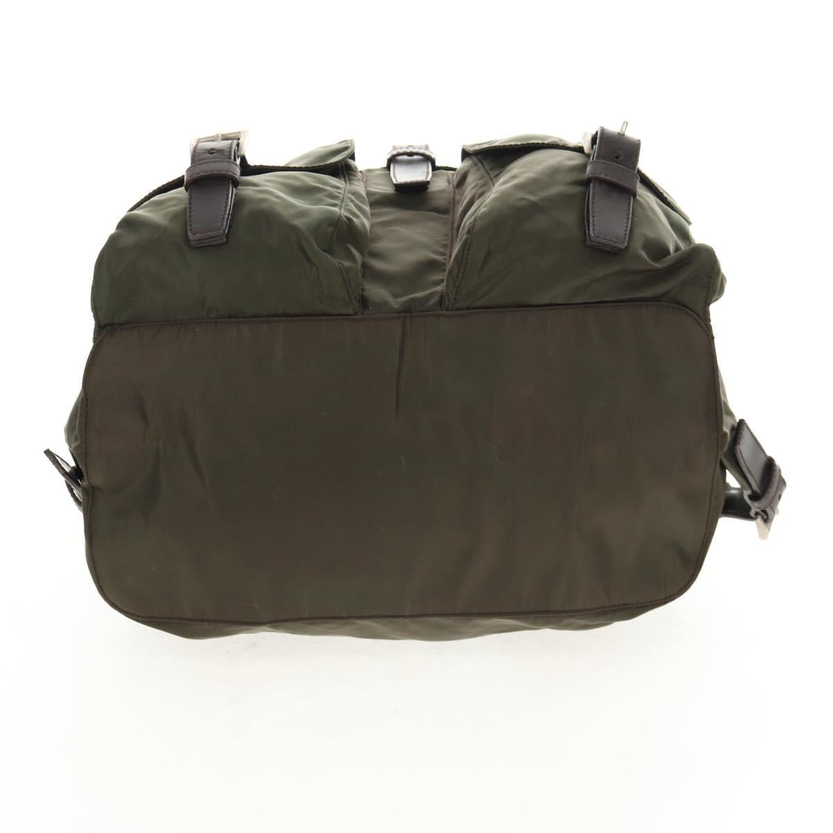 PRADA Backpack Nylon Khaki Silver Auth 157774