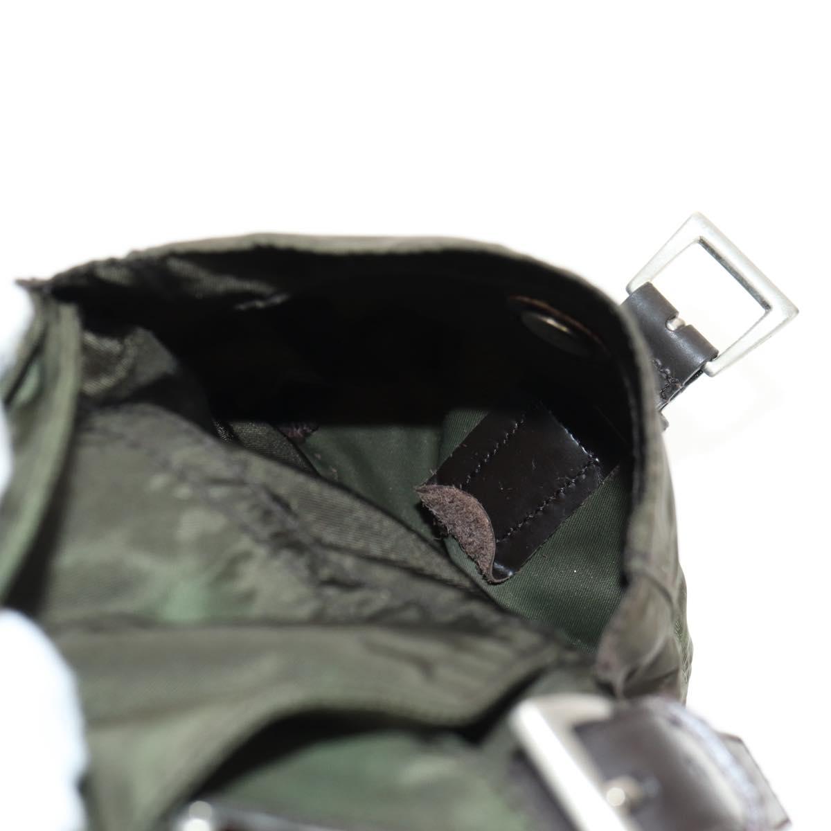 PRADA Backpack Nylon Khaki Silver Auth 157774