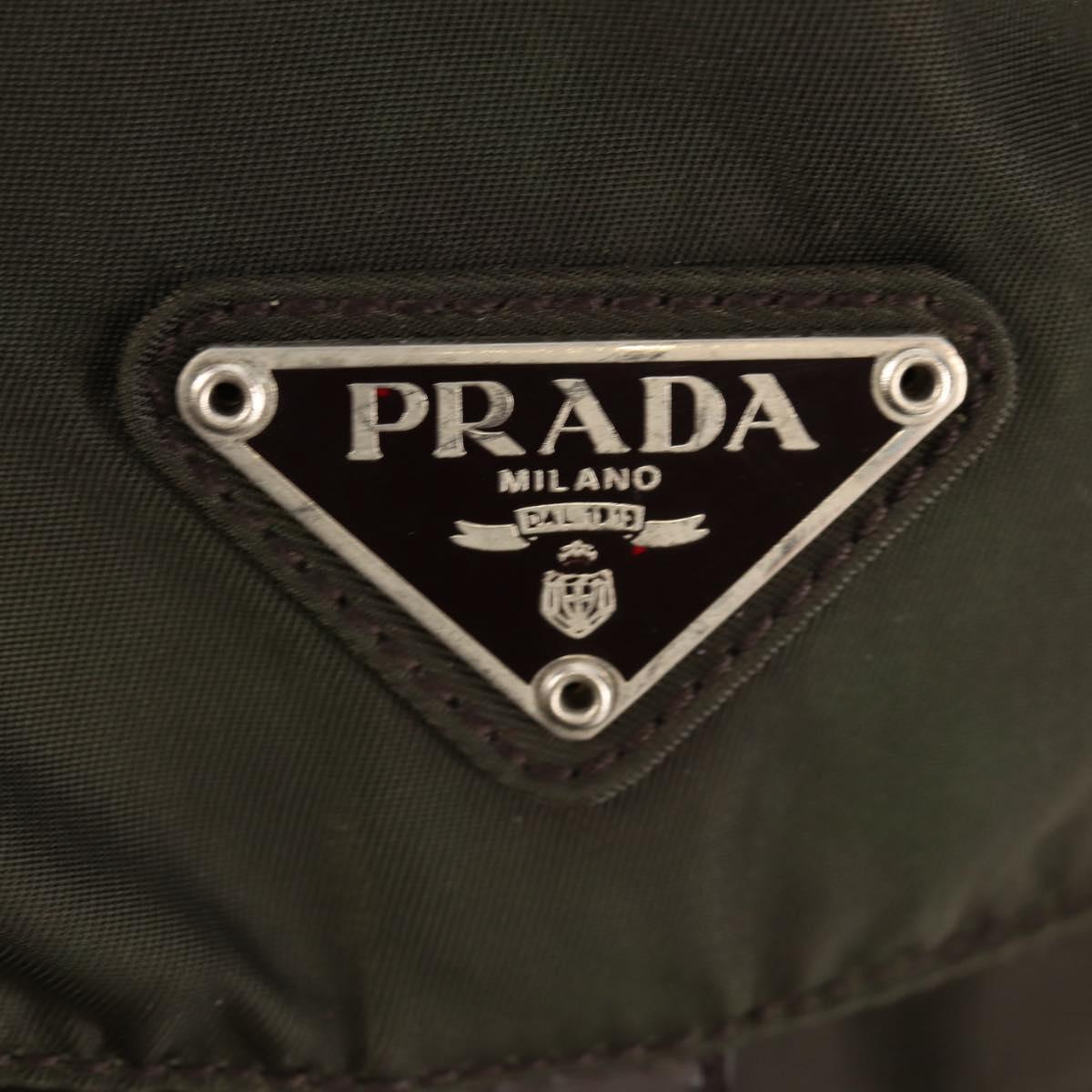 PRADA Backpack Nylon Khaki Silver Auth 157774