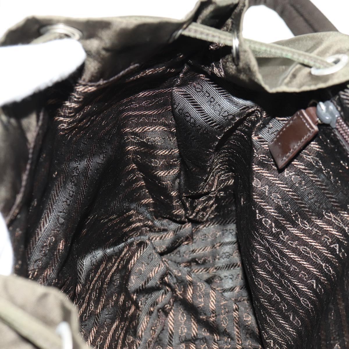 PRADA Backpack Nylon Khaki Silver Auth 157774
