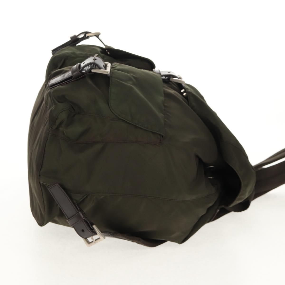 PRADA Backpack Nylon Khaki Silver Auth 157774