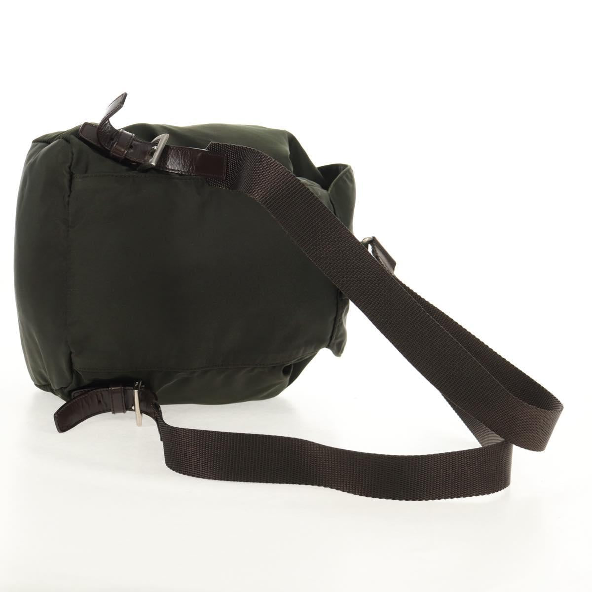 PRADA Backpack Nylon Khaki Silver Auth 157775