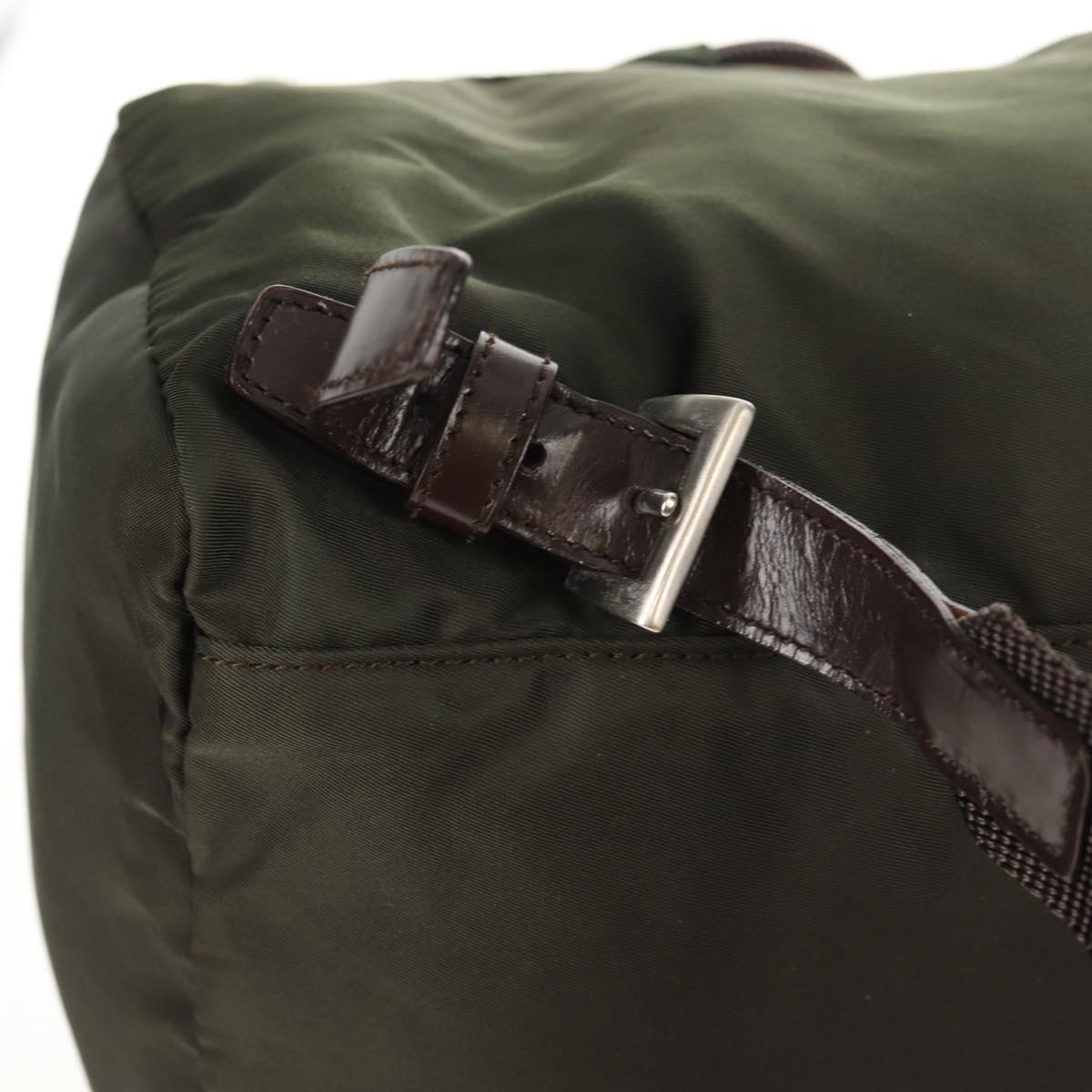 PRADA Backpack Nylon Khaki Silver Auth 157775