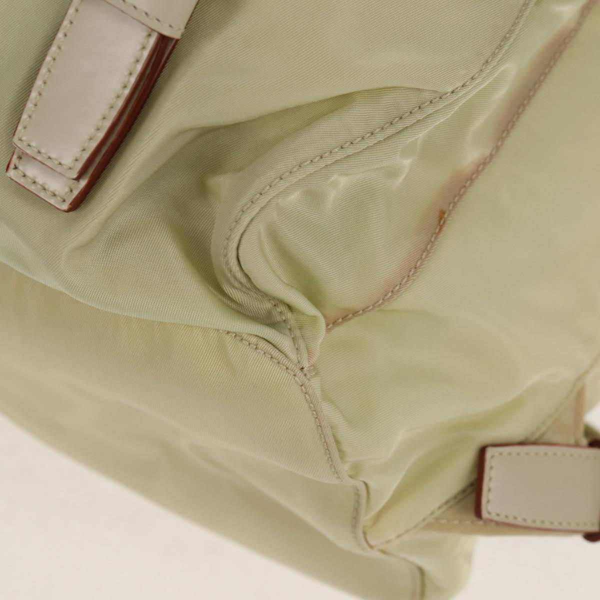 PRADA Backpack Nylon Beige Silver Auth 157776