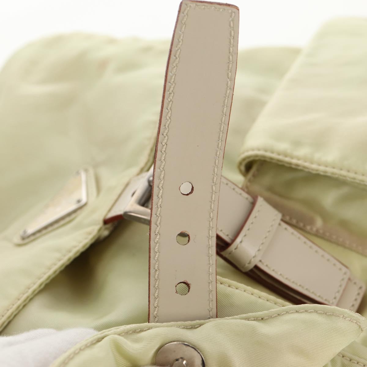 PRADA Backpack Nylon Beige Silver Auth 157776