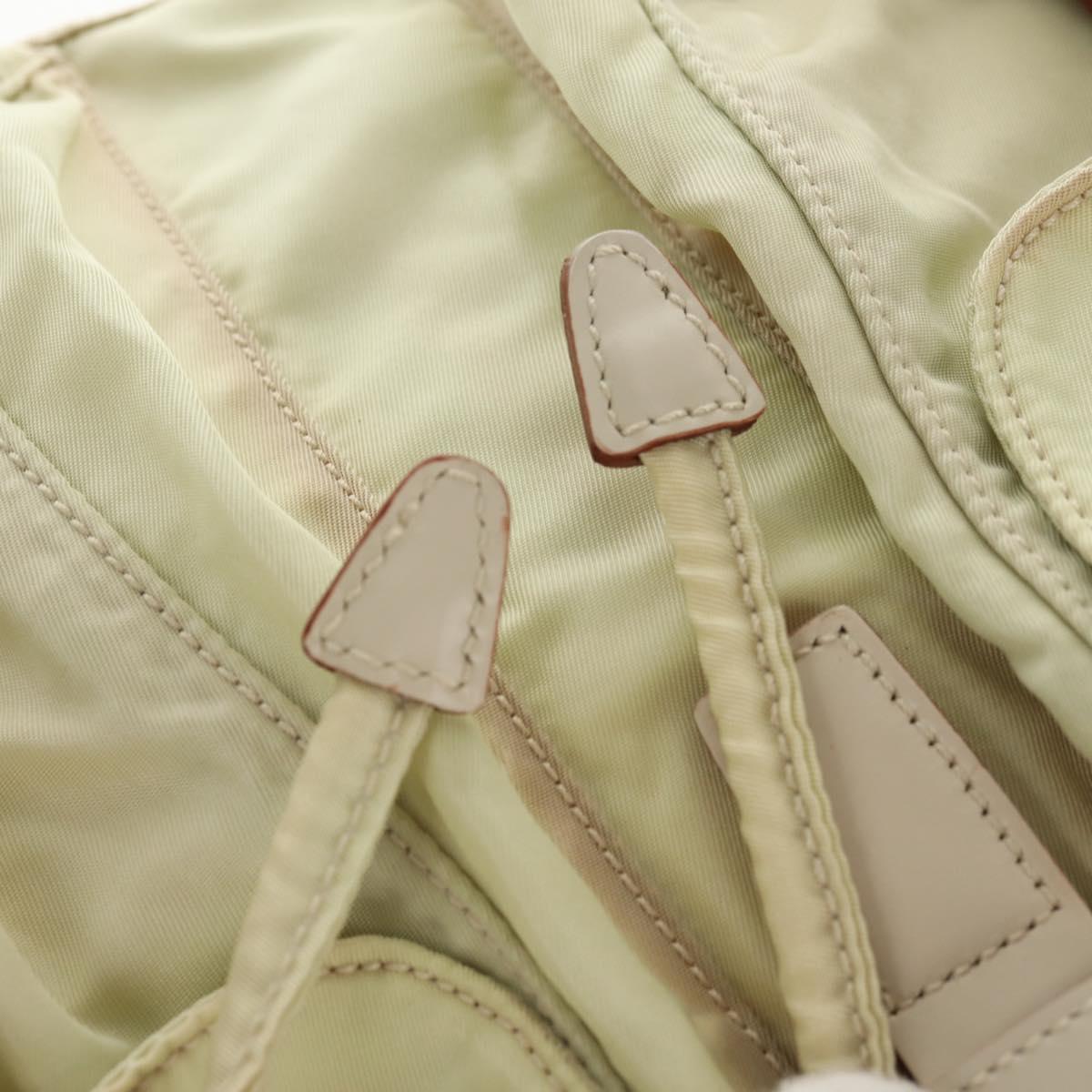 PRADA Backpack Nylon Beige Silver Auth 157776