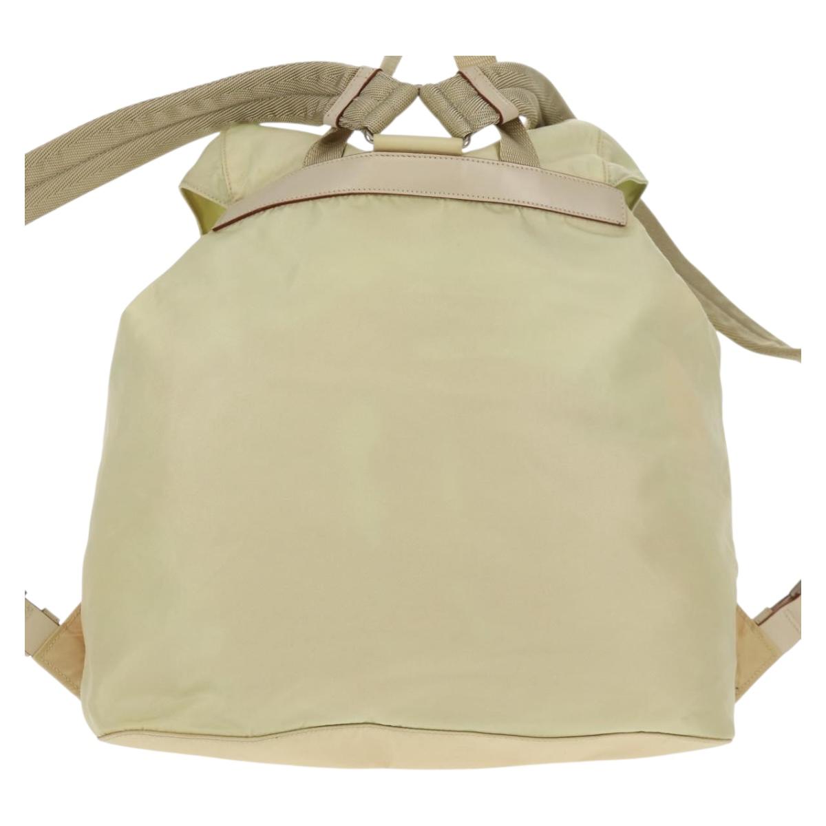 PRADA Backpack Nylon Beige Silver Auth 157776