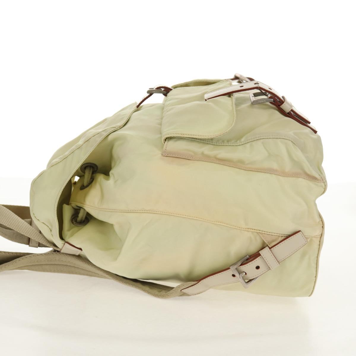PRADA Backpack Nylon Beige Silver Auth 157776