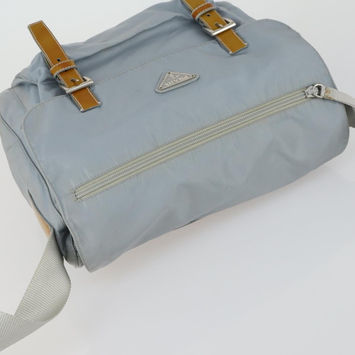 PRADA Shoulder Bag Nylon Blue Silver Auth 157777