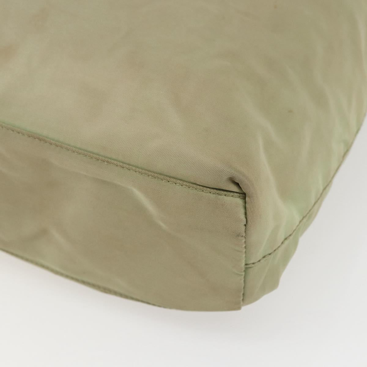 PRADA Tote Bag Nylon Beige Silver Auth 157778