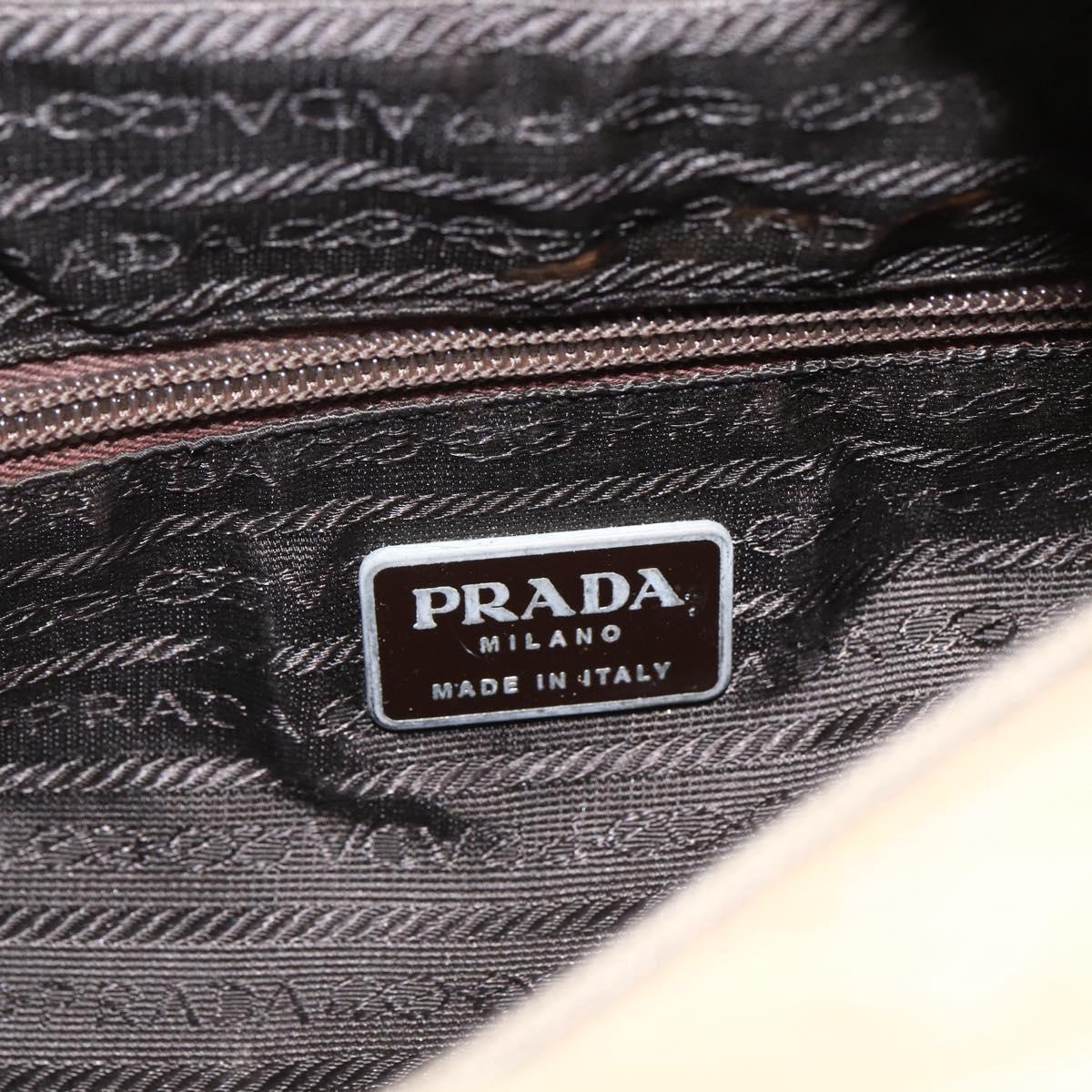 PRADA Tote Bag Nylon Beige Silver Auth 157778