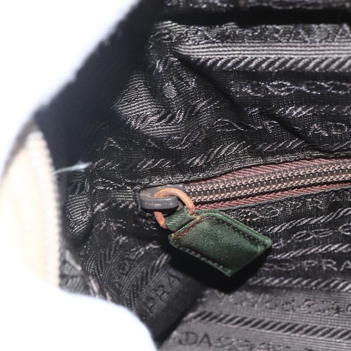 PRADA Tote Bag Nylon Beige Silver Auth 157778