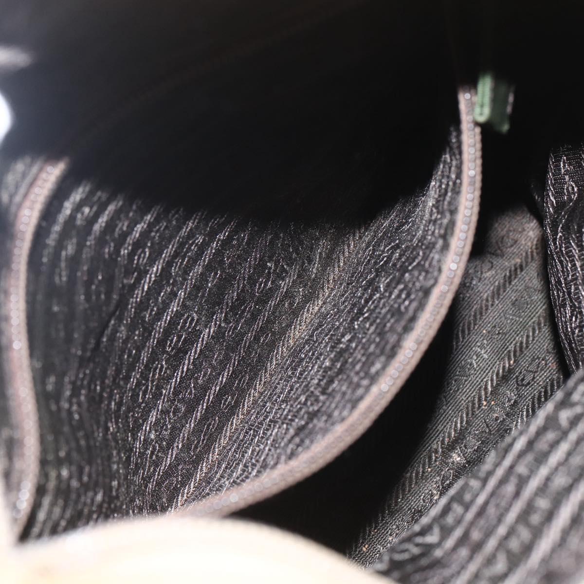 PRADA Tote Bag Nylon Beige Silver Auth 157778