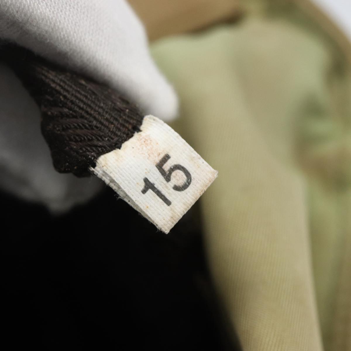 PRADA Tote Bag Nylon Beige Silver Auth 157778