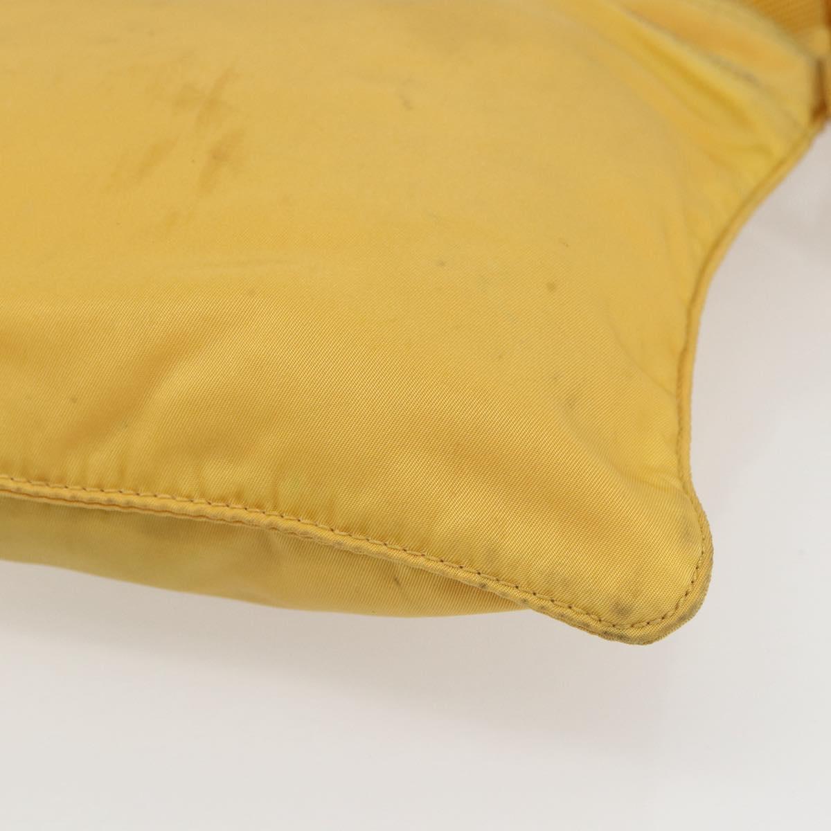 PRADA Shoulder Bag Nylon Yellow Silver Auth 157780