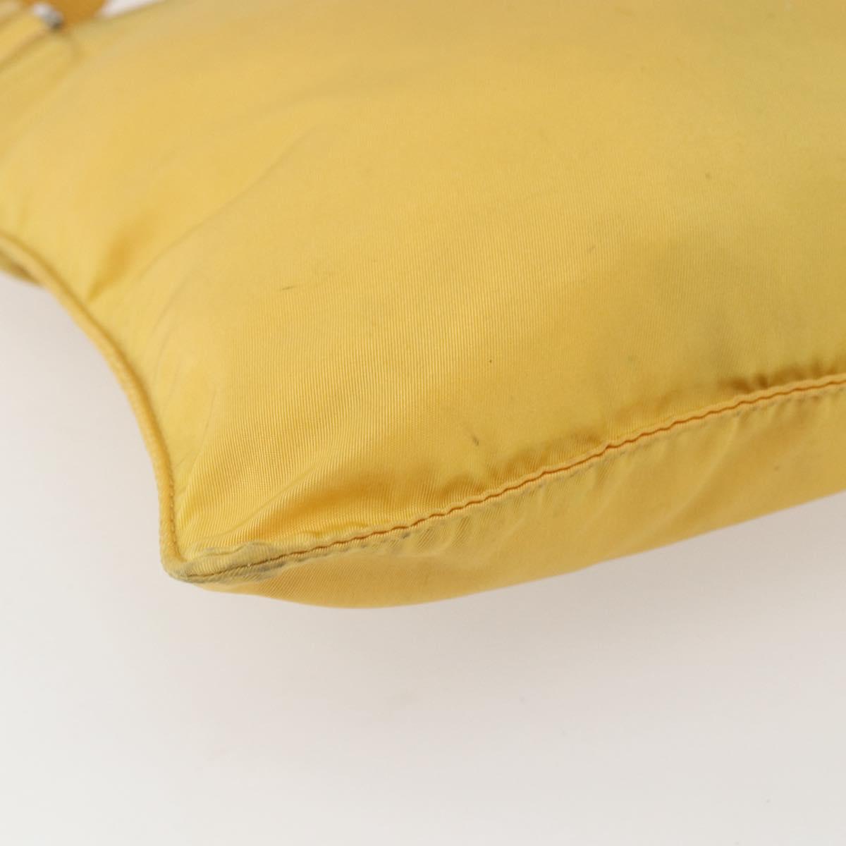 PRADA Shoulder Bag Nylon Yellow Silver Auth 157780