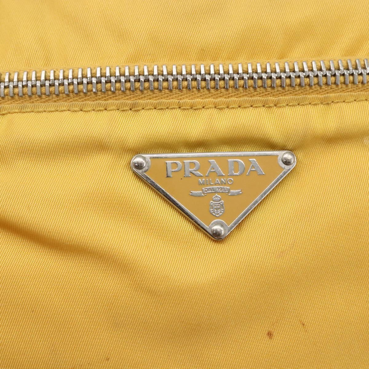 PRADA Shoulder Bag Nylon Yellow Silver Auth 157780