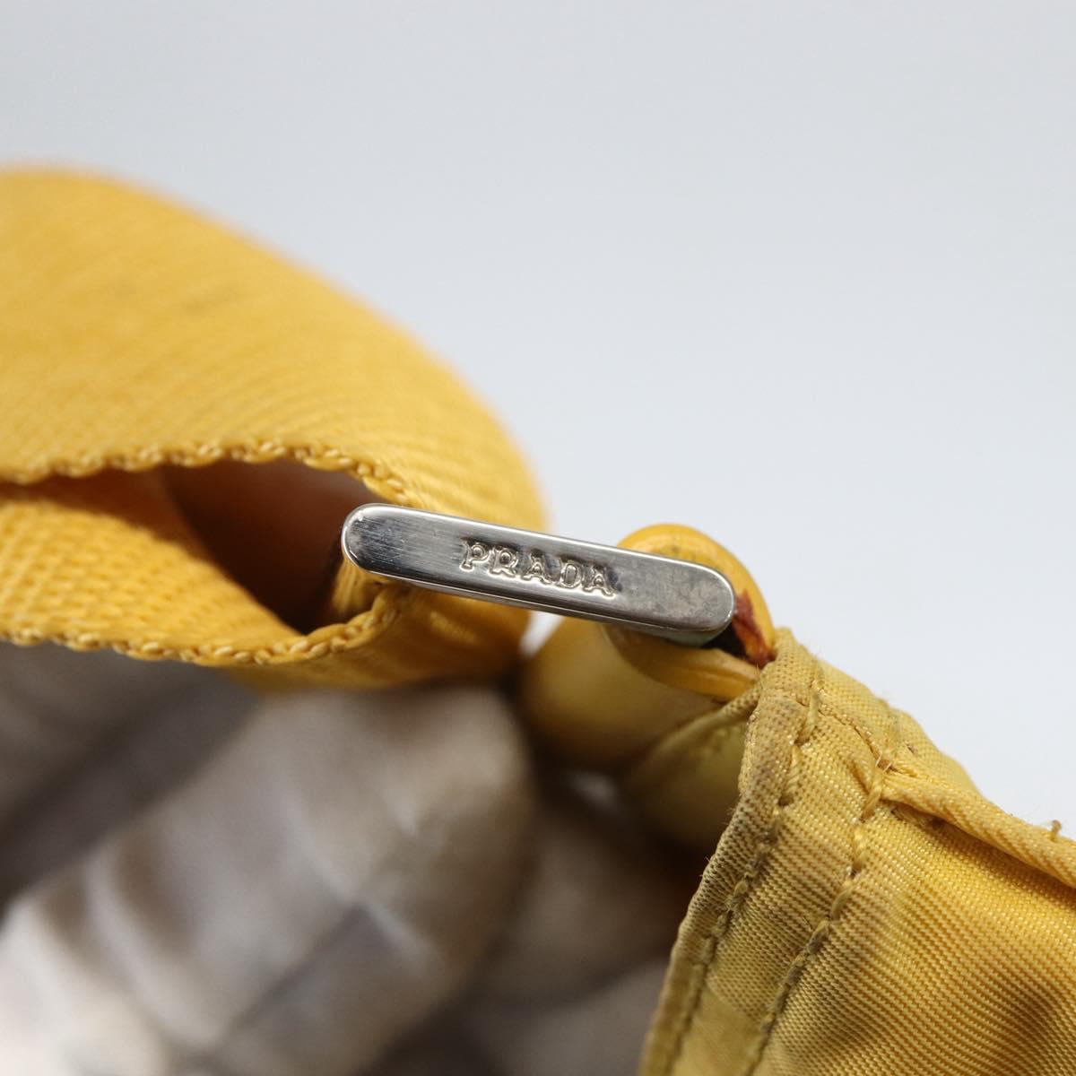 PRADA Shoulder Bag Nylon Yellow Silver Auth 157780