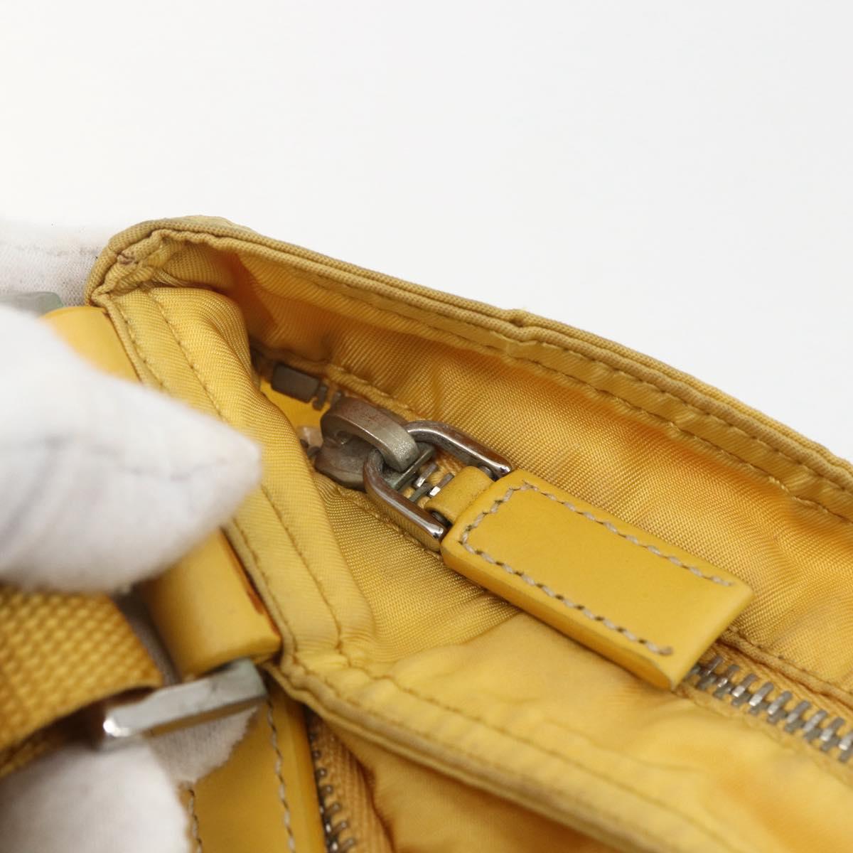 PRADA Shoulder Bag Nylon Yellow Silver Auth 157780