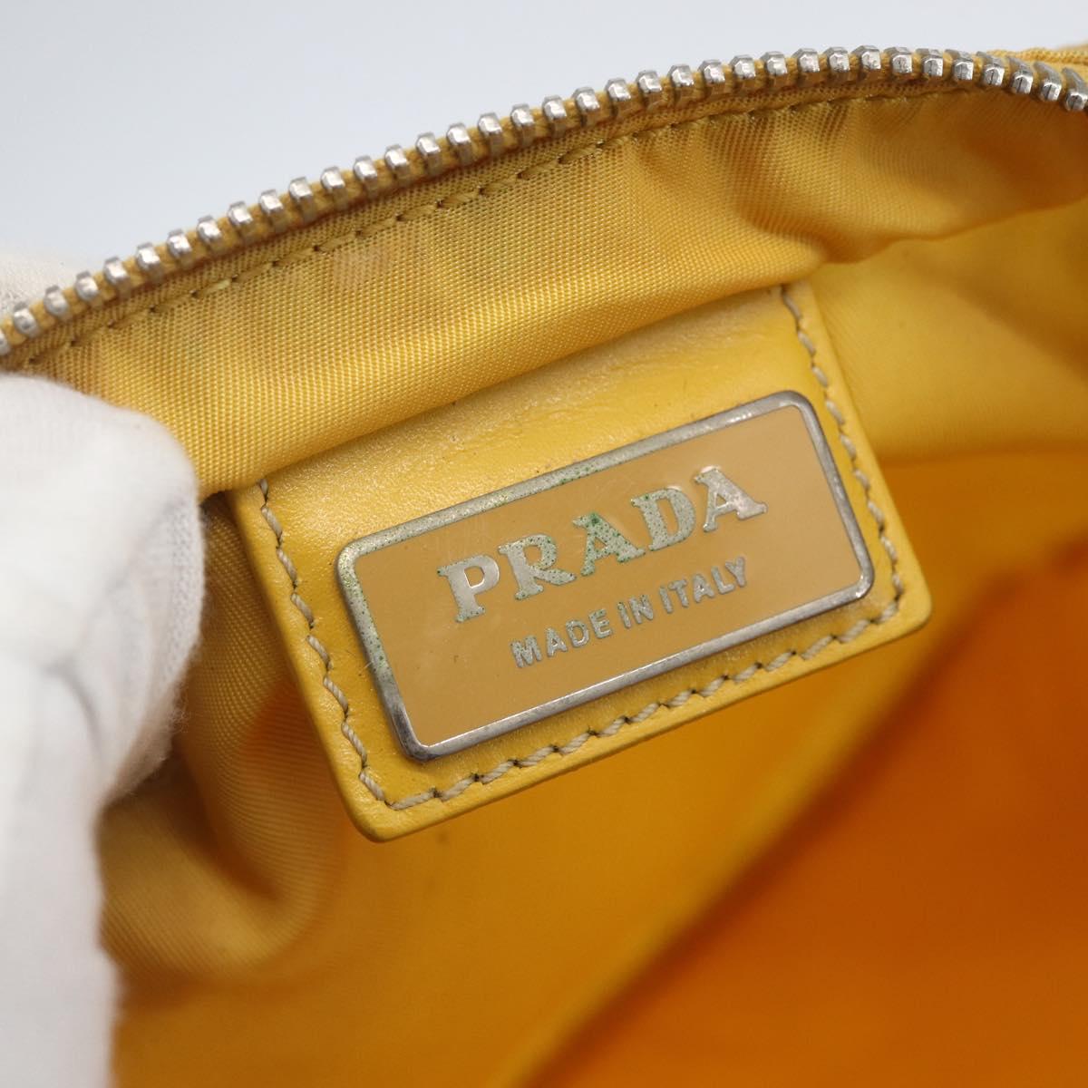 PRADA Shoulder Bag Nylon Yellow Silver Auth 157780