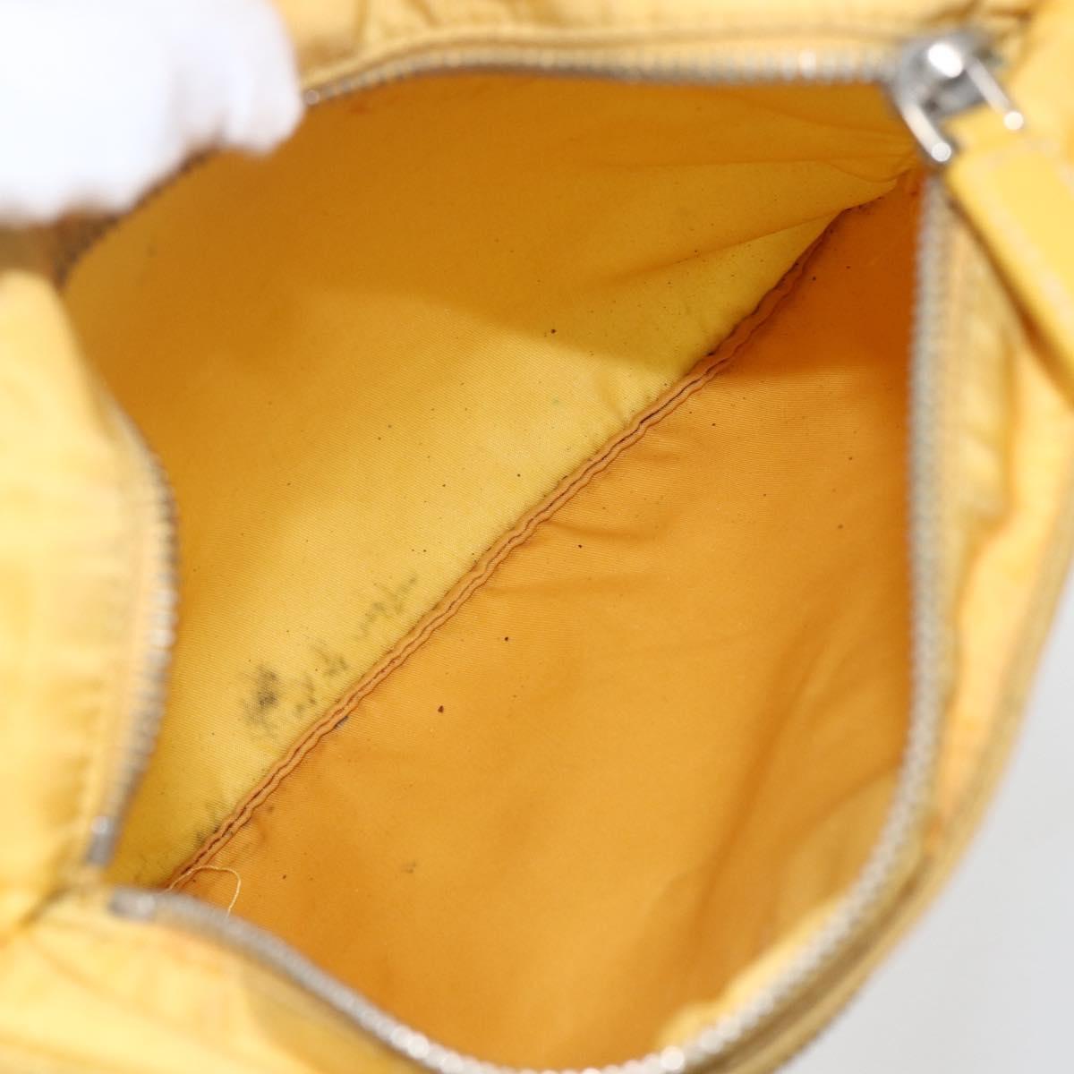 PRADA Shoulder Bag Nylon Yellow Silver Auth 157780