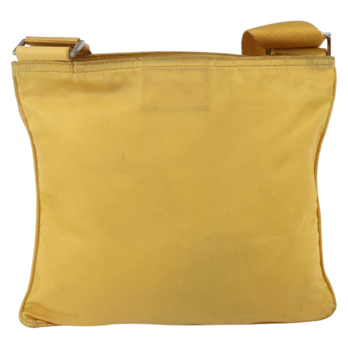 PRADA Shoulder Bag Nylon Yellow Silver Auth 157780