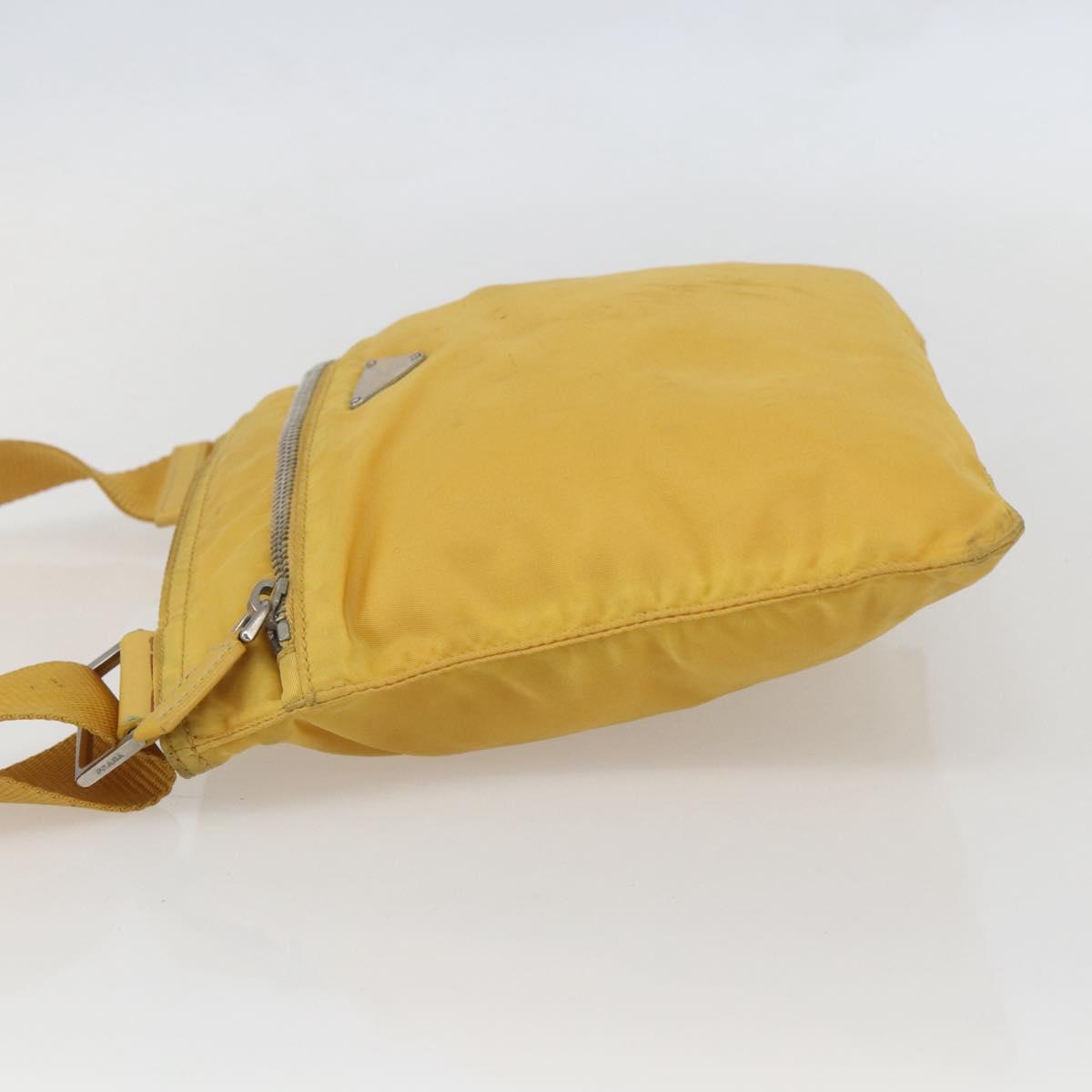 PRADA Shoulder Bag Nylon Yellow Silver Auth 157780