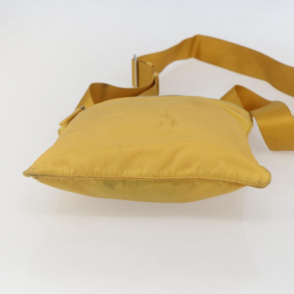 PRADA Shoulder Bag Nylon Yellow Silver Auth 157780