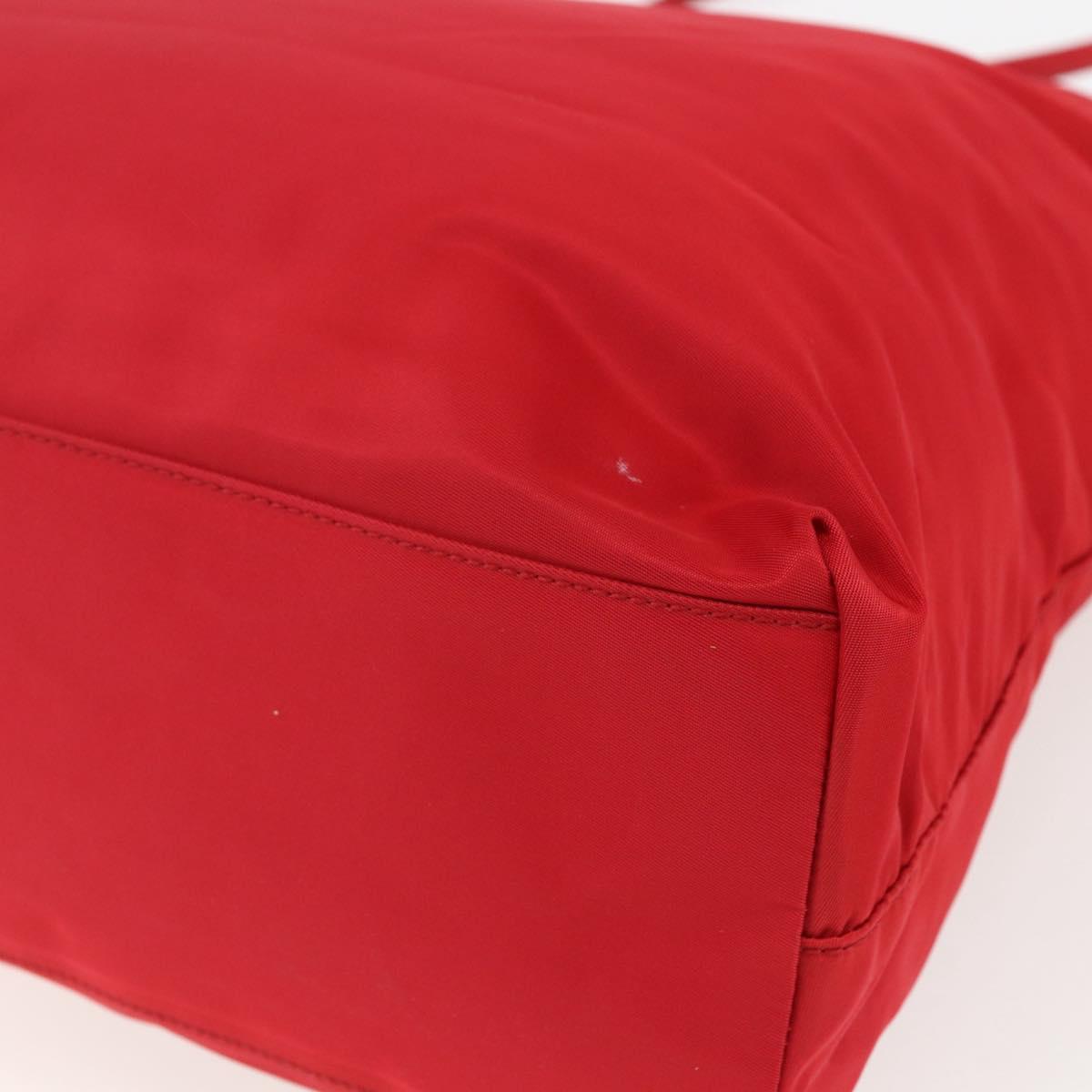PRADA Tote Bag Nylon Red Silver Auth 157781