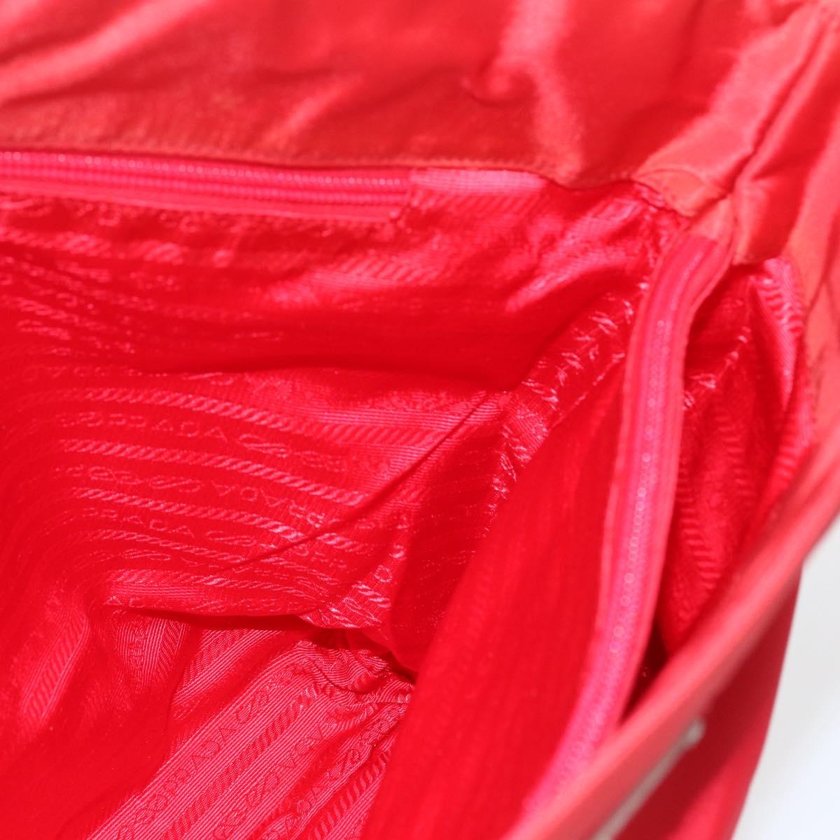 PRADA Tote Bag Nylon Red Silver Auth 157781