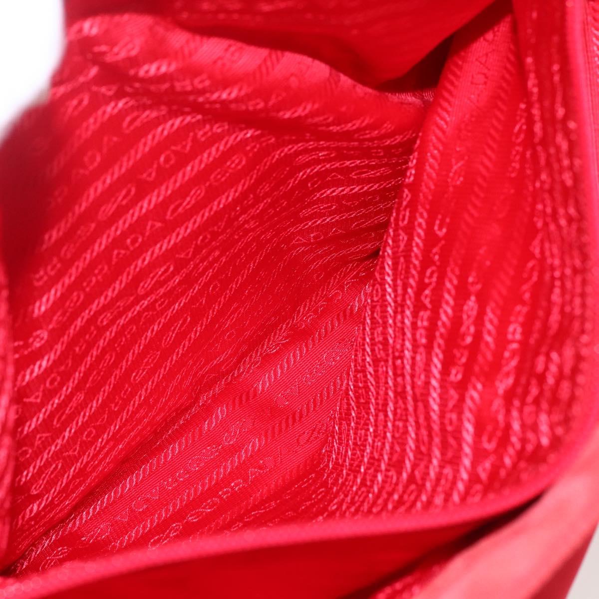 PRADA Tote Bag Nylon Red Silver Auth 157781