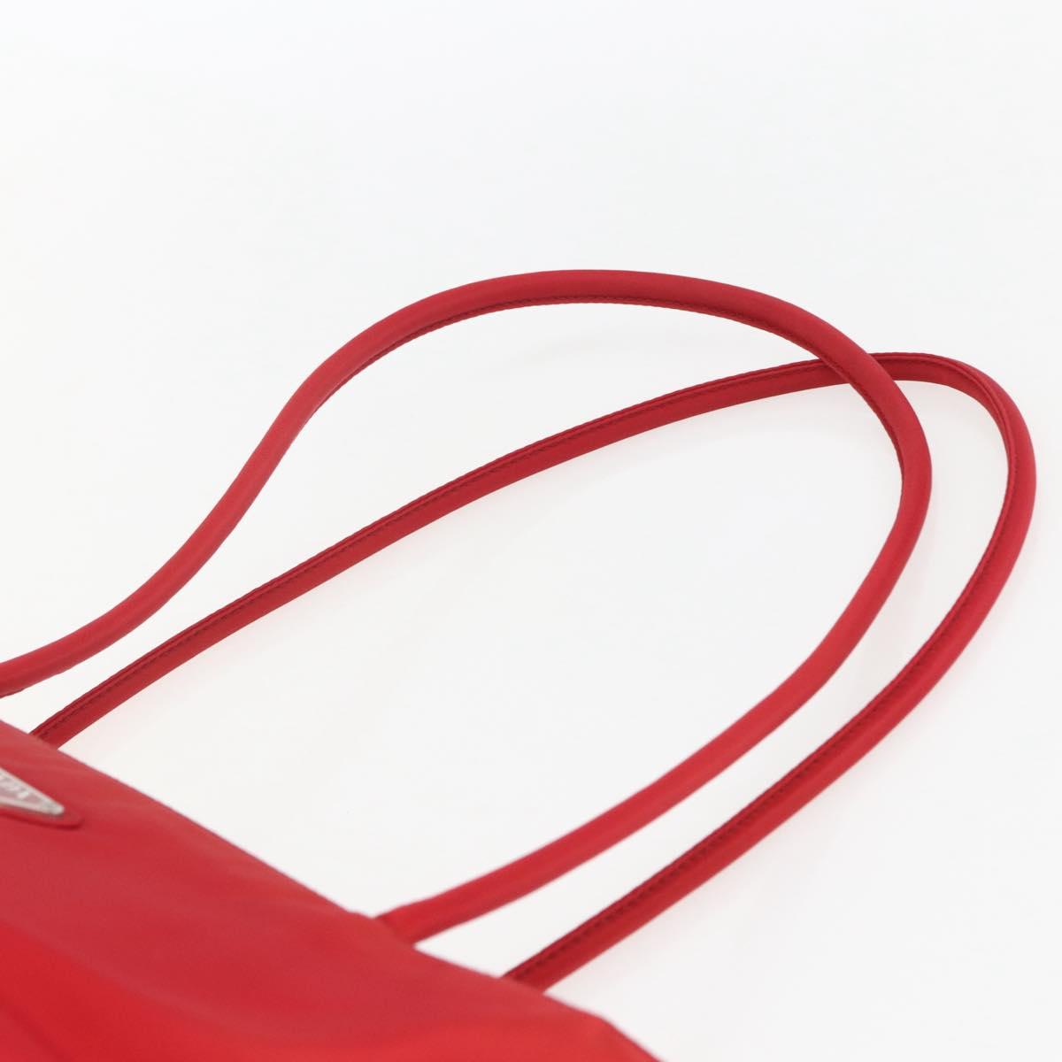 PRADA Tote Bag Nylon Red Silver Auth 157781
