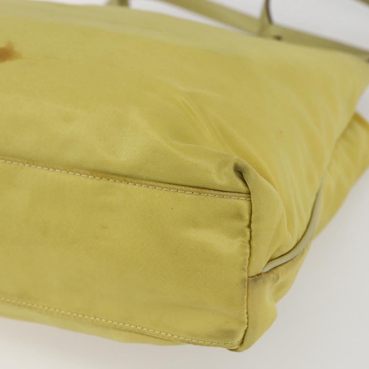 PRADA Tote Bag Nylon Yellow Gold Auth 157782