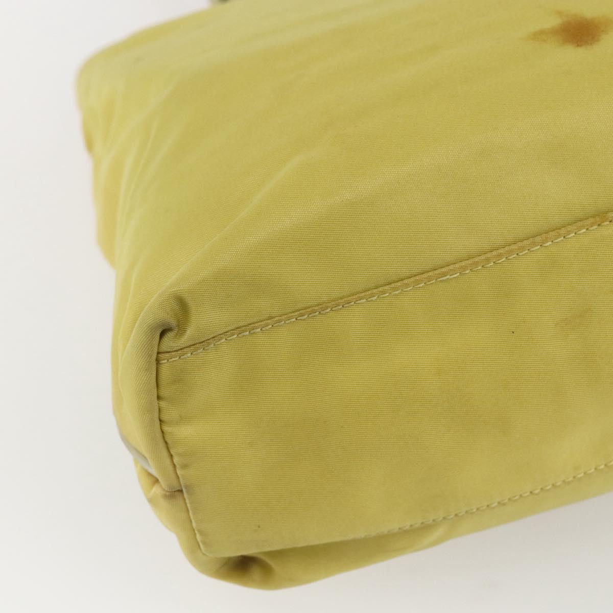 PRADA Tote Bag Nylon Yellow Gold Auth 157782