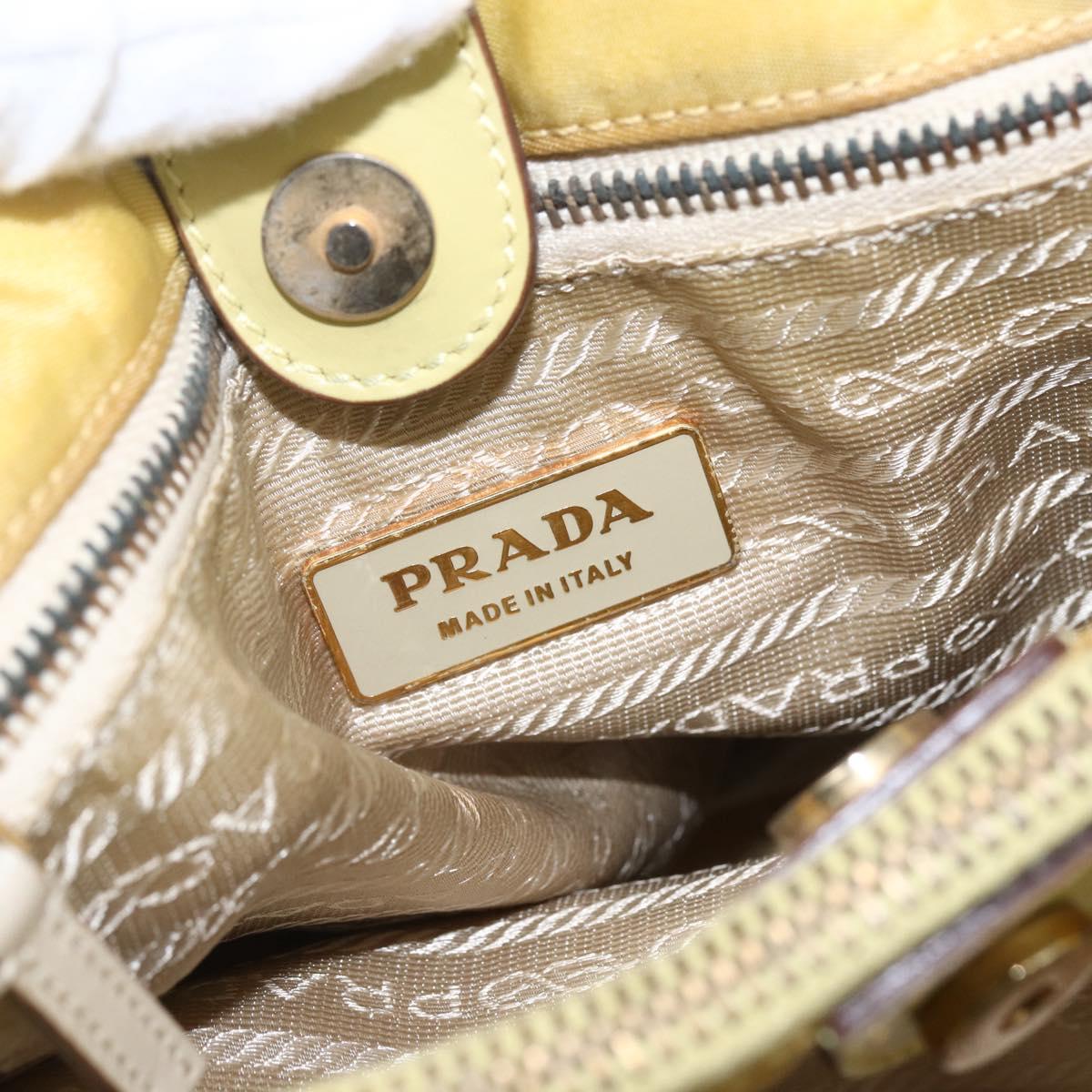 PRADA Tote Bag Nylon Yellow Gold Auth 157782