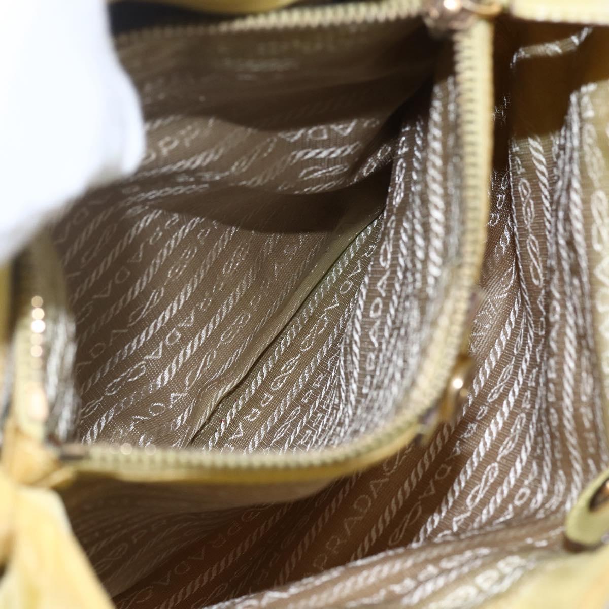 PRADA Tote Bag Nylon Yellow Gold Auth 157782